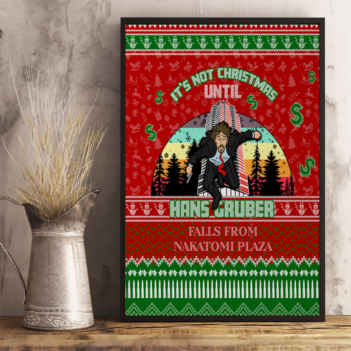 It's Not Christmas Unil Hans Gruber Falls From Nakatomi Plaza Canvas Wall Art Xmas Eve 1988 - Wonder Print Shop