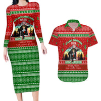 It's Not Christmas Unil Hans Gruber Falls From Nakatomi Plaza Couples Matching Long Sleeve Bodycon Dress and Hawaiian Shirt Xmas Eve 1988 - Wonder Print Shop