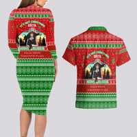 It's Not Christmas Unil Hans Gruber Falls From Nakatomi Plaza Couples Matching Long Sleeve Bodycon Dress and Hawaiian Shirt Xmas Eve 1988 - Wonder Print Shop