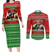 It's Not Christmas Unil Hans Gruber Falls From Nakatomi Plaza Couples Matching Long Sleeve Bodycon Dress and Long Sleeve Button Shirts Xmas Eve 1988 - Wonder Print Shop