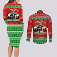It's Not Christmas Unil Hans Gruber Falls From Nakatomi Plaza Couples Matching Long Sleeve Bodycon Dress and Long Sleeve Button Shirts Xmas Eve 1988 - Wonder Print Shop