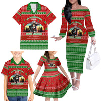 It's Not Christmas Unil Hans Gruber Falls From Nakatomi Plaza Family Matching Off Shoulder Long Sleeve Dress and Hawaiian Shirt Xmas Eve 1988 - Wonder Print Shop