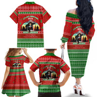 It's Not Christmas Unil Hans Gruber Falls From Nakatomi Plaza Family Matching Off Shoulder Long Sleeve Dress and Hawaiian Shirt Xmas Eve 1988 - Wonder Print Shop