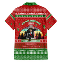 It's Not Christmas Unil Hans Gruber Falls From Nakatomi Plaza Family Matching Off Shoulder Long Sleeve Dress and Hawaiian Shirt Xmas Eve 1988 - Wonder Print Shop