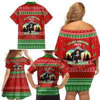 It's Not Christmas Unil Hans Gruber Falls From Nakatomi Plaza Family Matching Off Shoulder Short Dress and Hawaiian Shirt Xmas Eve 1988 - Wonder Print Shop