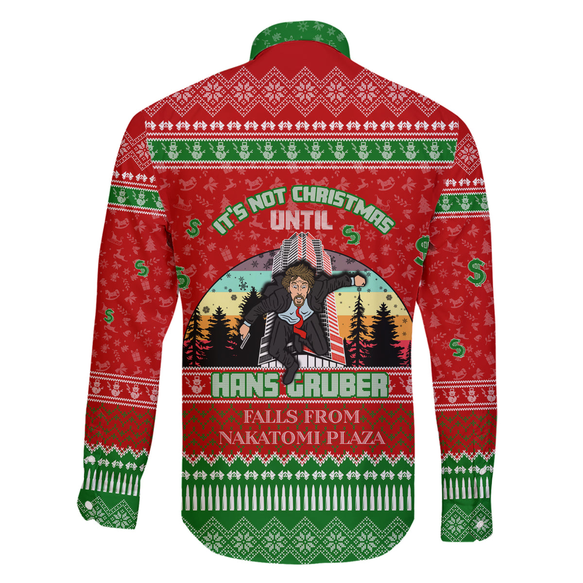 It's Not Christmas Unil Hans Gruber Falls From Nakatomi Plaza Family Matching Short Sleeve Bodycon Dress and Hawaiian Shirt Xmas Eve 1988 - Wonder Print Shop