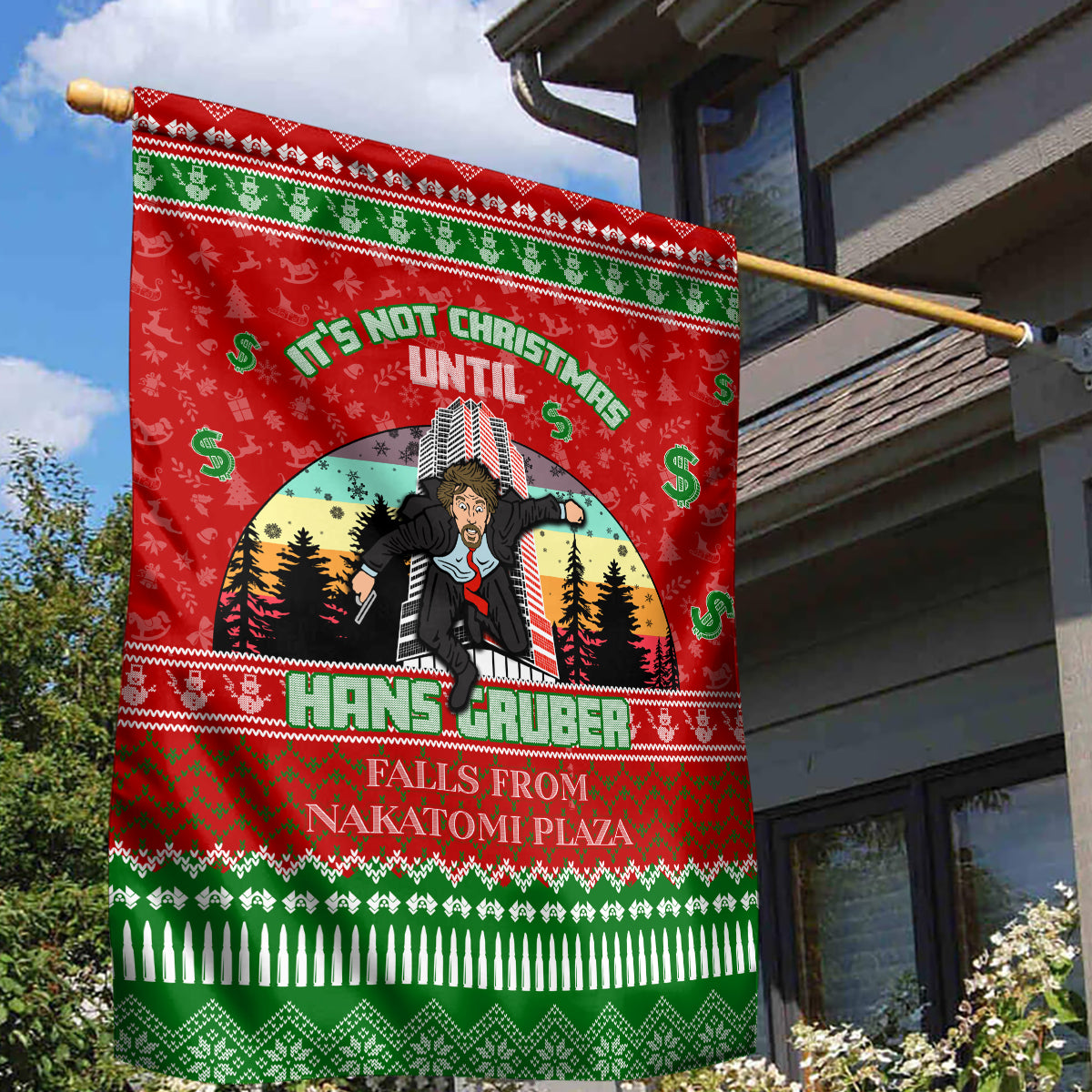 It's Not Christmas Unil Hans Gruber Falls From Nakatomi Plaza Garden Flag Xmas Eve 1988 - Wonder Print Shop