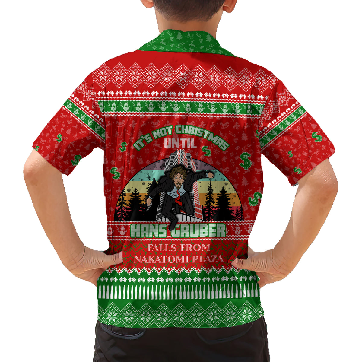 It's Not Christmas Unil Hans Gruber Falls From Nakatomi Plaza Kid Hawaiian Shirt Xmas Eve 1988 - Wonder Print Shop