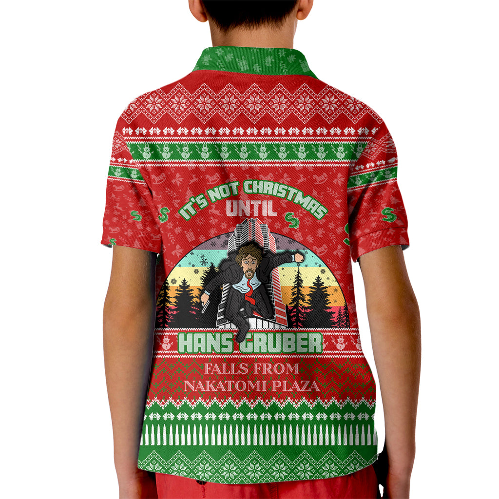 It's Not Christmas Unil Hans Gruber Falls From Nakatomi Plaza Kid Polo Shirt Xmas Eve 1988 - Wonder Print Shop