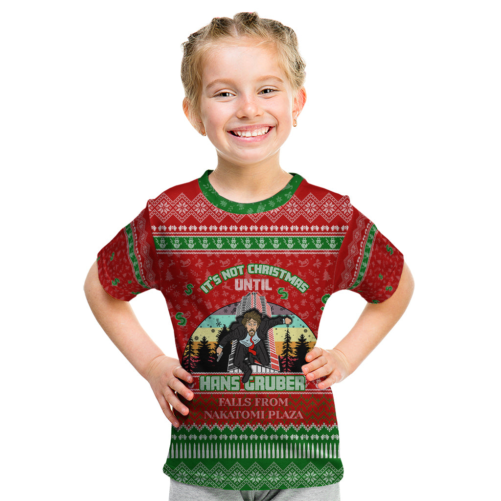 It's Not Christmas Unil Hans Gruber Falls From Nakatomi Plaza Kid T Shirt Xmas Eve 1988 - Wonder Print Shop