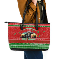 It's Not Christmas Unil Hans Gruber Falls From Nakatomi Plaza Leather Tote Bag Xmas Eve 1988 - Wonder Print Shop