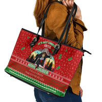 It's Not Christmas Unil Hans Gruber Falls From Nakatomi Plaza Leather Tote Bag Xmas Eve 1988 - Wonder Print Shop
