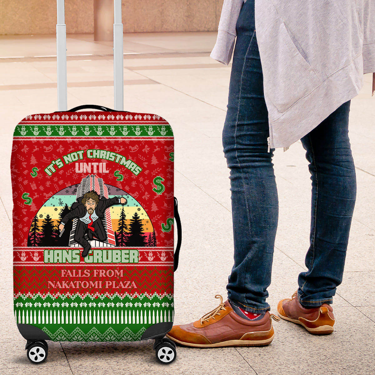 It's Not Christmas Unil Hans Gruber Falls From Nakatomi Plaza Luggage Cover Xmas Eve 1988 - Wonder Print Shop