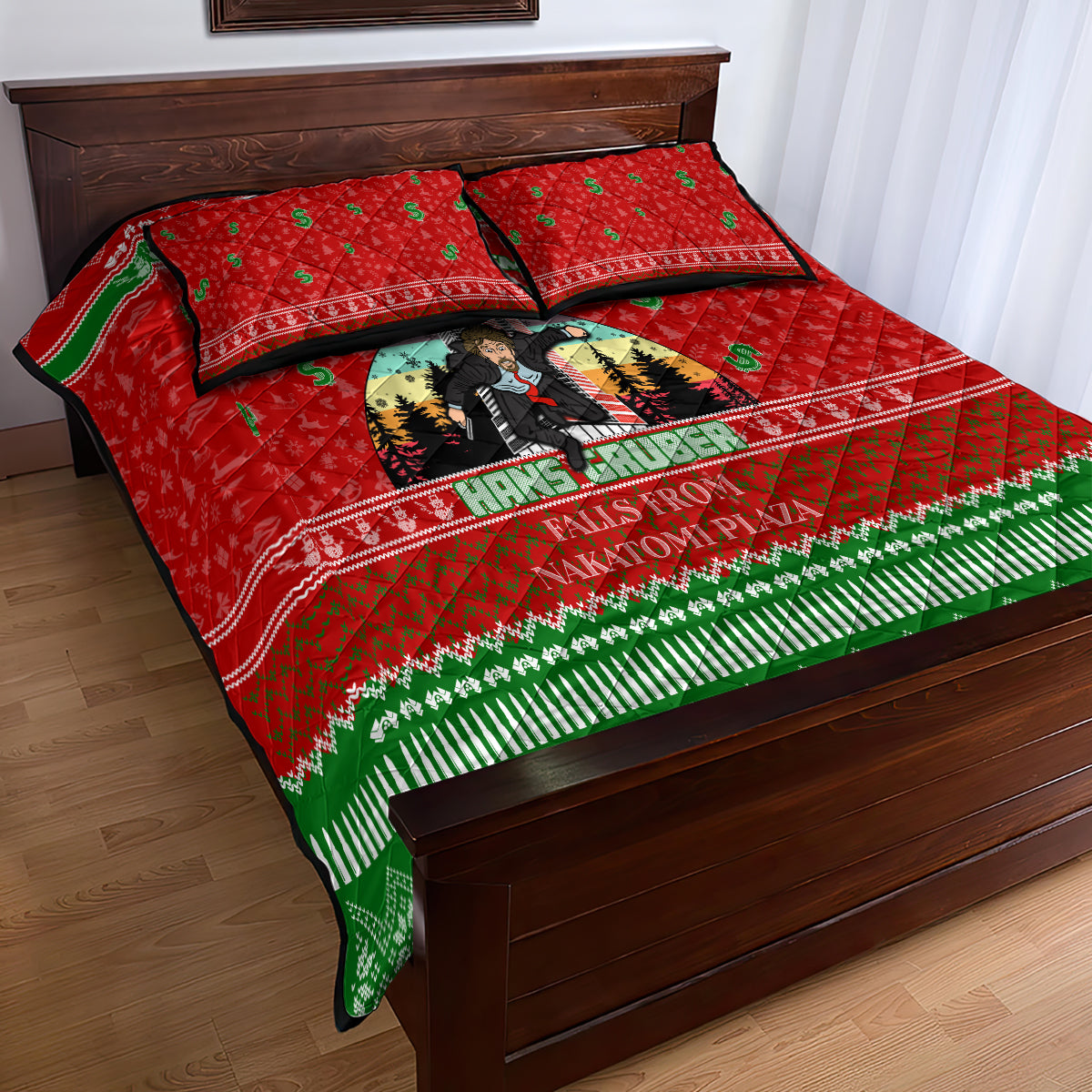 It's Not Christmas Unil Hans Gruber Falls From Nakatomi Plaza Quilt Bed Set Xmas Eve 1988 - Wonder Print Shop