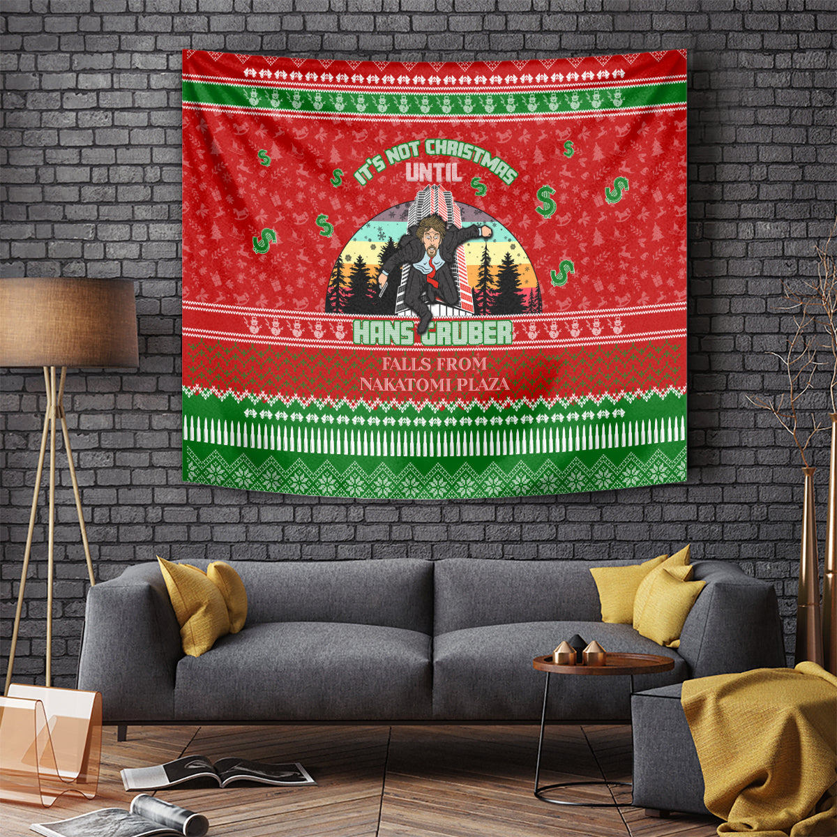 It's Not Christmas Unil Hans Gruber Falls From Nakatomi Plaza Tapestry Xmas Eve 1988 - Wonder Print Shop