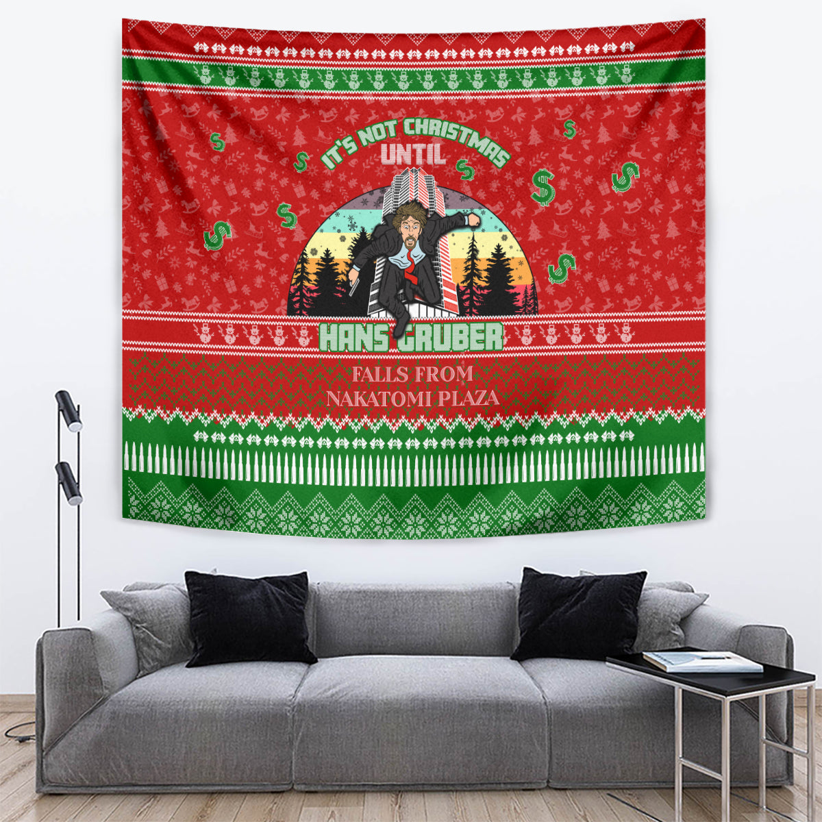 It's Not Christmas Unil Hans Gruber Falls From Nakatomi Plaza Tapestry Xmas Eve 1988 - Wonder Print Shop