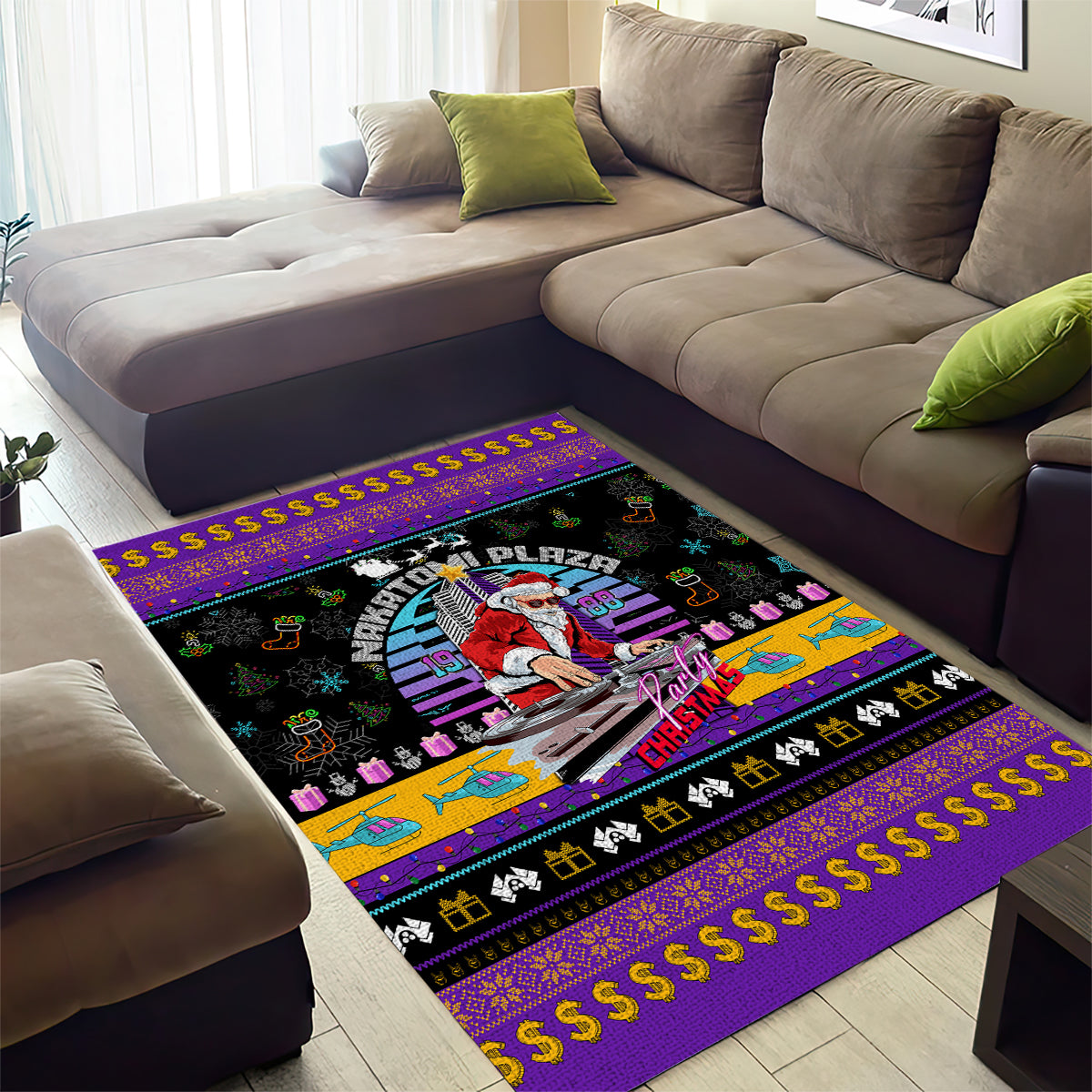 Nakatomi Plaza Christmas Party 1988 Area Rug DJ Santa Claus - Wonder Print Shop