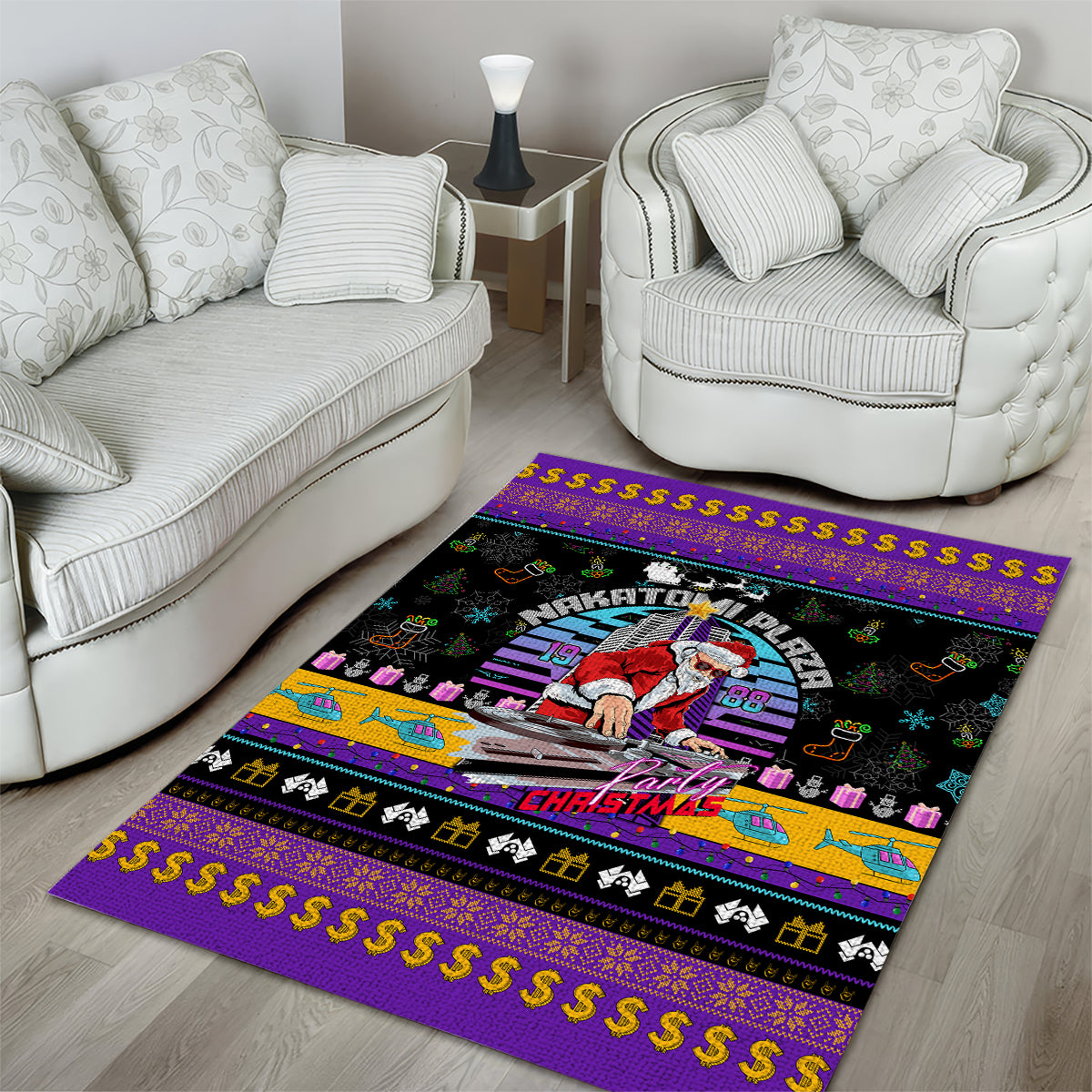 Nakatomi Plaza Christmas Party 1988 Area Rug DJ Santa Claus - Wonder Print Shop