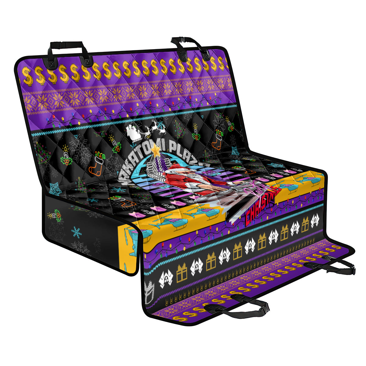 Nakatomi Plaza Christmas Party 1988 Back Car Seat Cover DJ Santa Claus - Wonder Print Shop