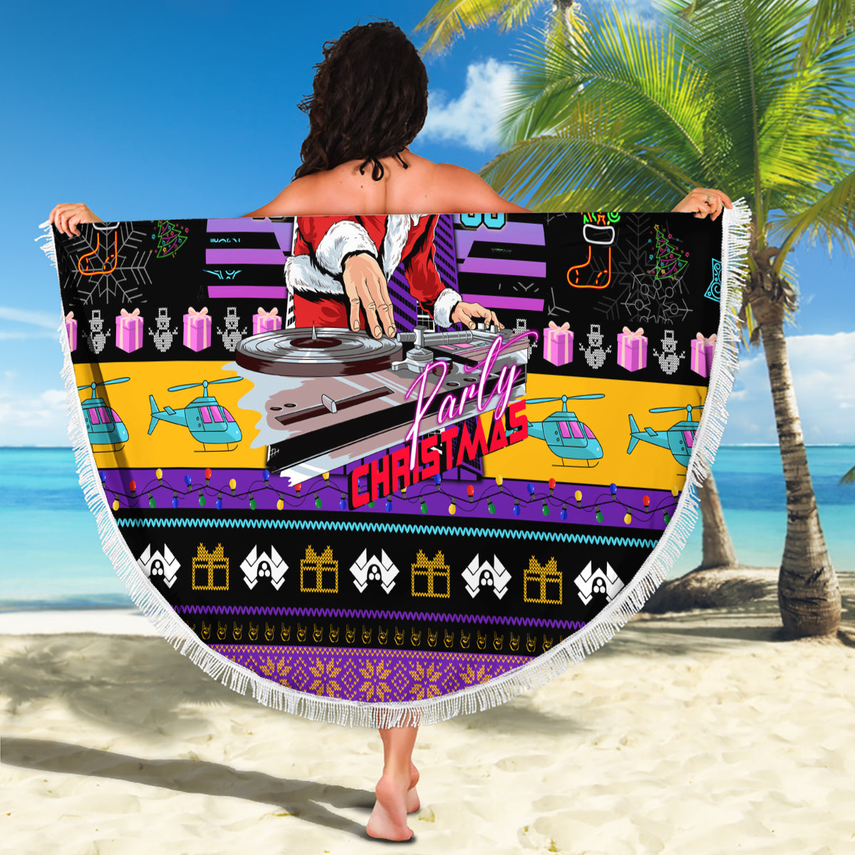 Nakatomi Plaza Christmas Party 1988 Beach Blanket DJ Santa Claus - Wonder Print Shop