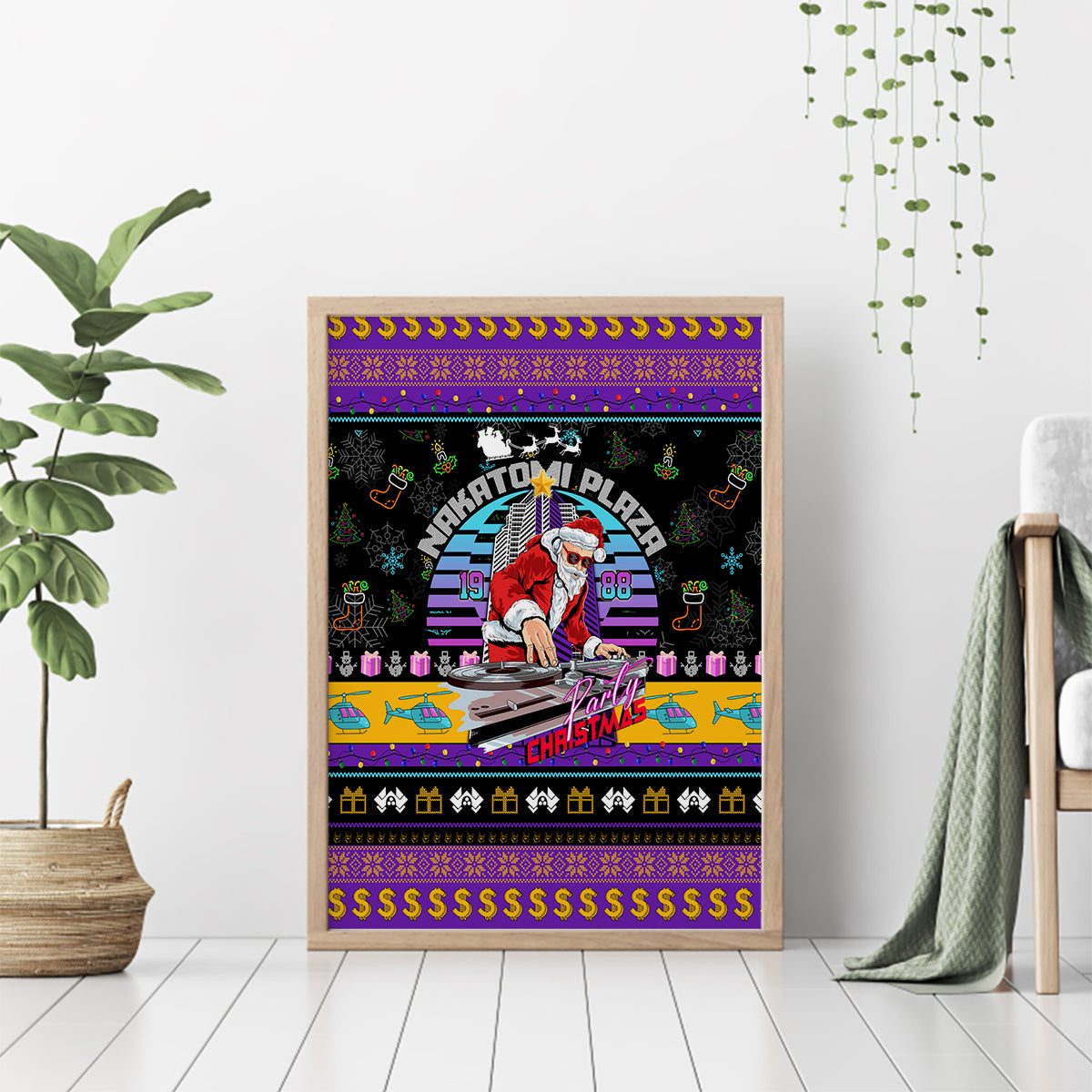 Nakatomi Plaza Christmas Party 1988 Canvas Wall Art DJ Santa Claus - Wonder Print Shop