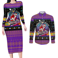Nakatomi Plaza Christmas Party 1988 Couples Matching Long Sleeve Bodycon Dress and Long Sleeve Button Shirts DJ Santa Claus - Wonder Print Shop