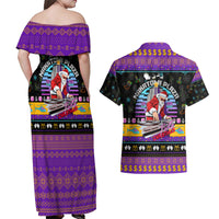 Nakatomi Plaza Christmas Party 1988 Couples Matching Off Shoulder Maxi Dress and Hawaiian Shirt DJ Santa Claus - Wonder Print Shop