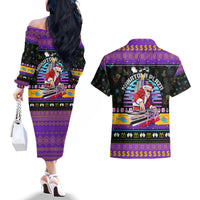 Nakatomi Plaza Christmas Party 1988 Couples Matching Off The Shoulder Long Sleeve Dress and Hawaiian Shirt DJ Santa Claus - Wonder Print Shop