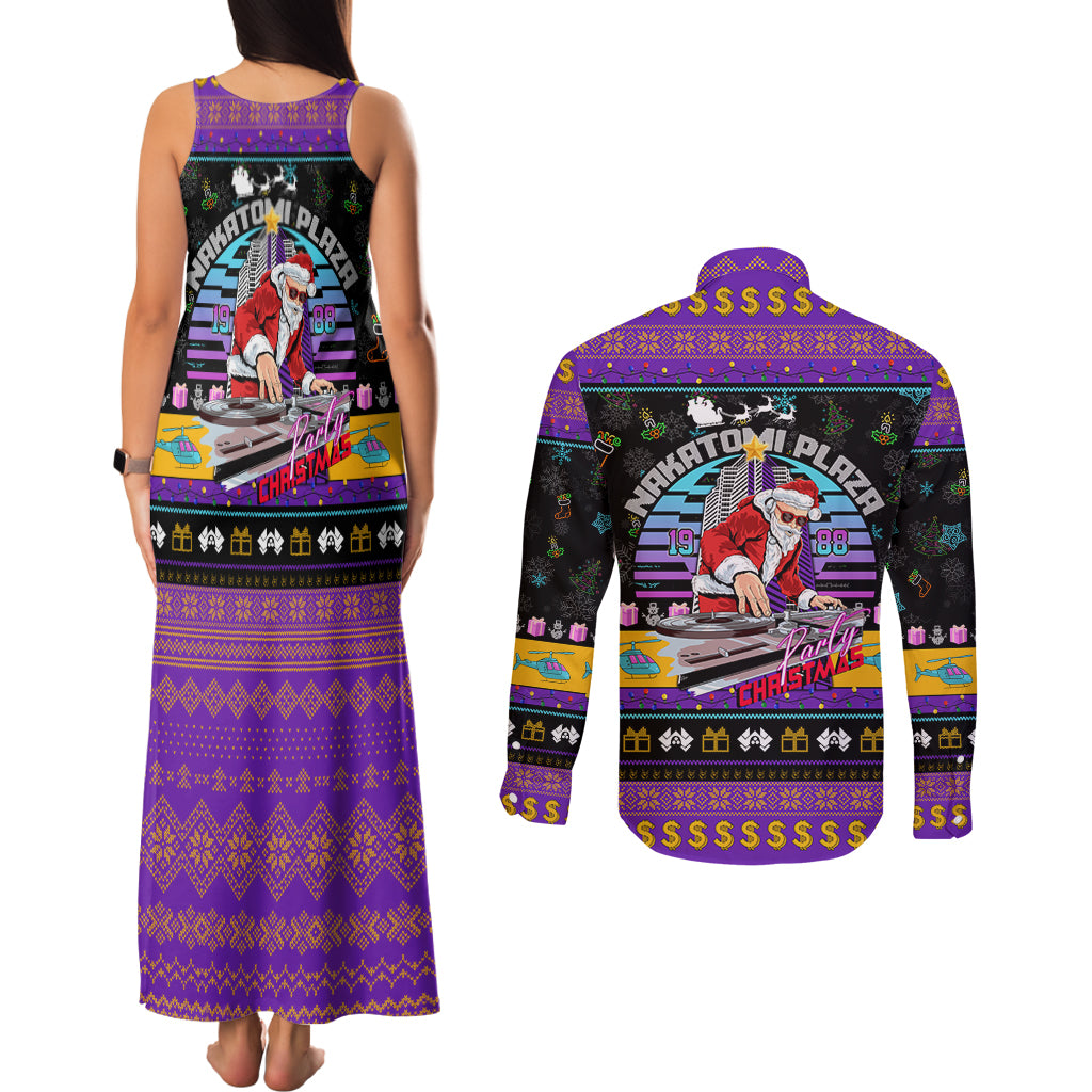 Nakatomi Plaza Christmas Party 1988 Couples Matching Tank Maxi Dress and Long Sleeve Button Shirts DJ Santa Claus - Wonder Print Shop