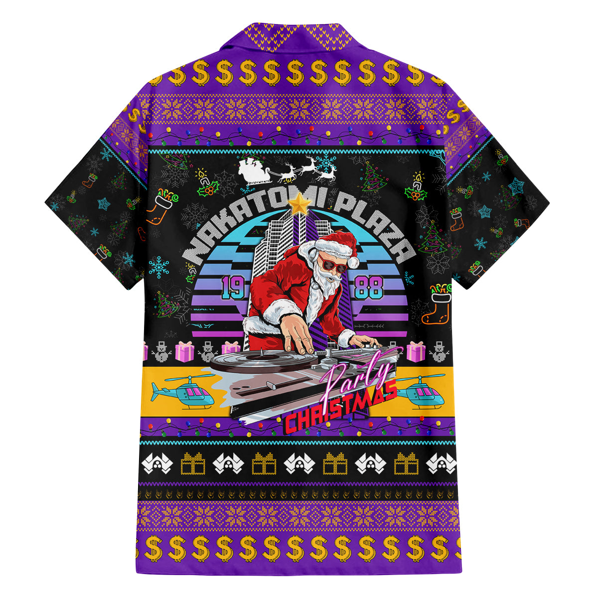 Nakatomi Plaza Christmas Party 1988 Family Matching Long Sleeve Bodycon Dress and Hawaiian Shirt DJ Santa Claus - Wonder Print Shop
