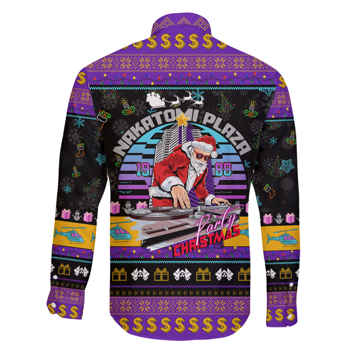 Nakatomi Plaza Christmas Party 1988 Family Matching Tank Maxi Dress and Hawaiian Shirt DJ Santa Claus - Wonder Print Shop