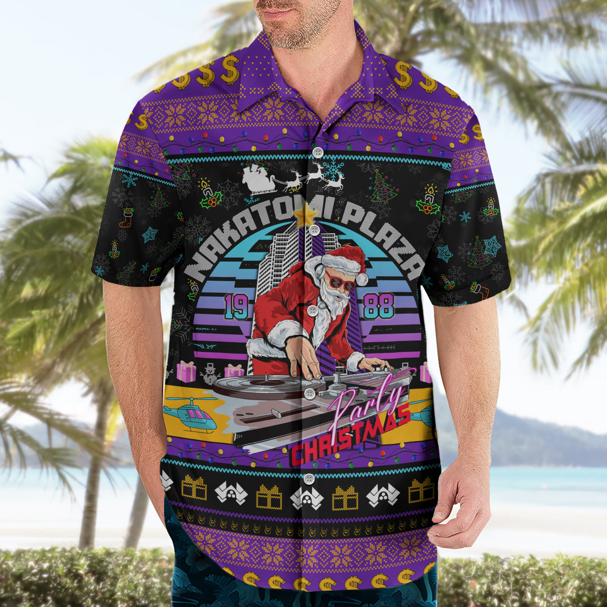 Nakatomi Plaza Christmas Party 1988 Hawaiian Shirt DJ Santa Claus - Wonder Print Shop