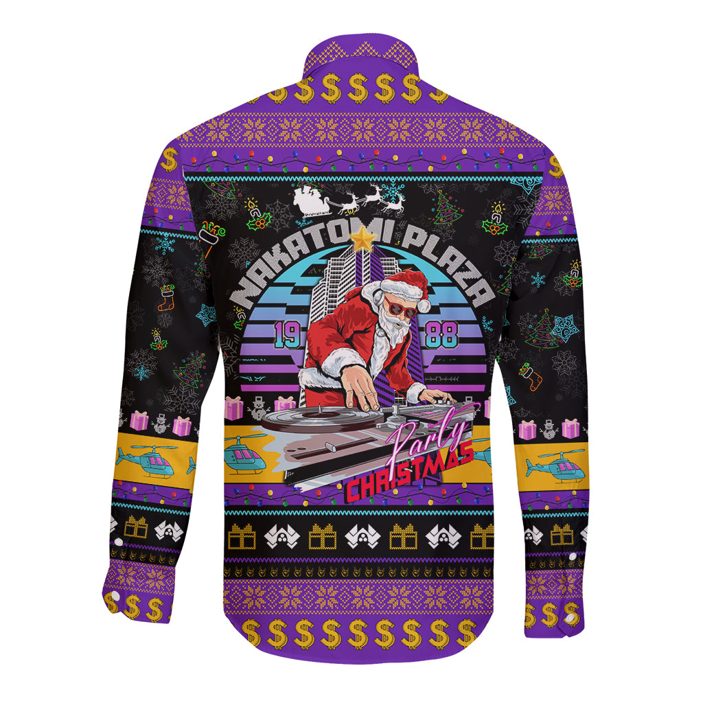 Nakatomi Plaza Christmas Party 1988 Long Sleeve Button Shirt DJ Santa Claus - Wonder Print Shop
