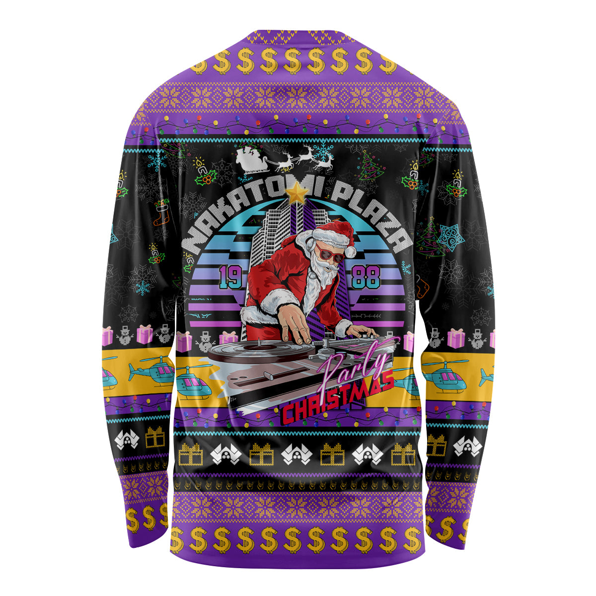 Nakatomi Plaza Christmas Party 1988 Long Sleeve Shirt DJ Santa Claus - Wonder Print Shop