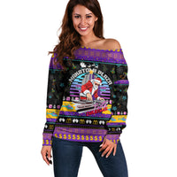 Nakatomi Plaza Christmas Party 1988 Off Shoulder Sweater DJ Santa Claus - Wonder Print Shop
