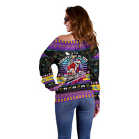 Nakatomi Plaza Christmas Party 1988 Off Shoulder Sweater DJ Santa Claus - Wonder Print Shop