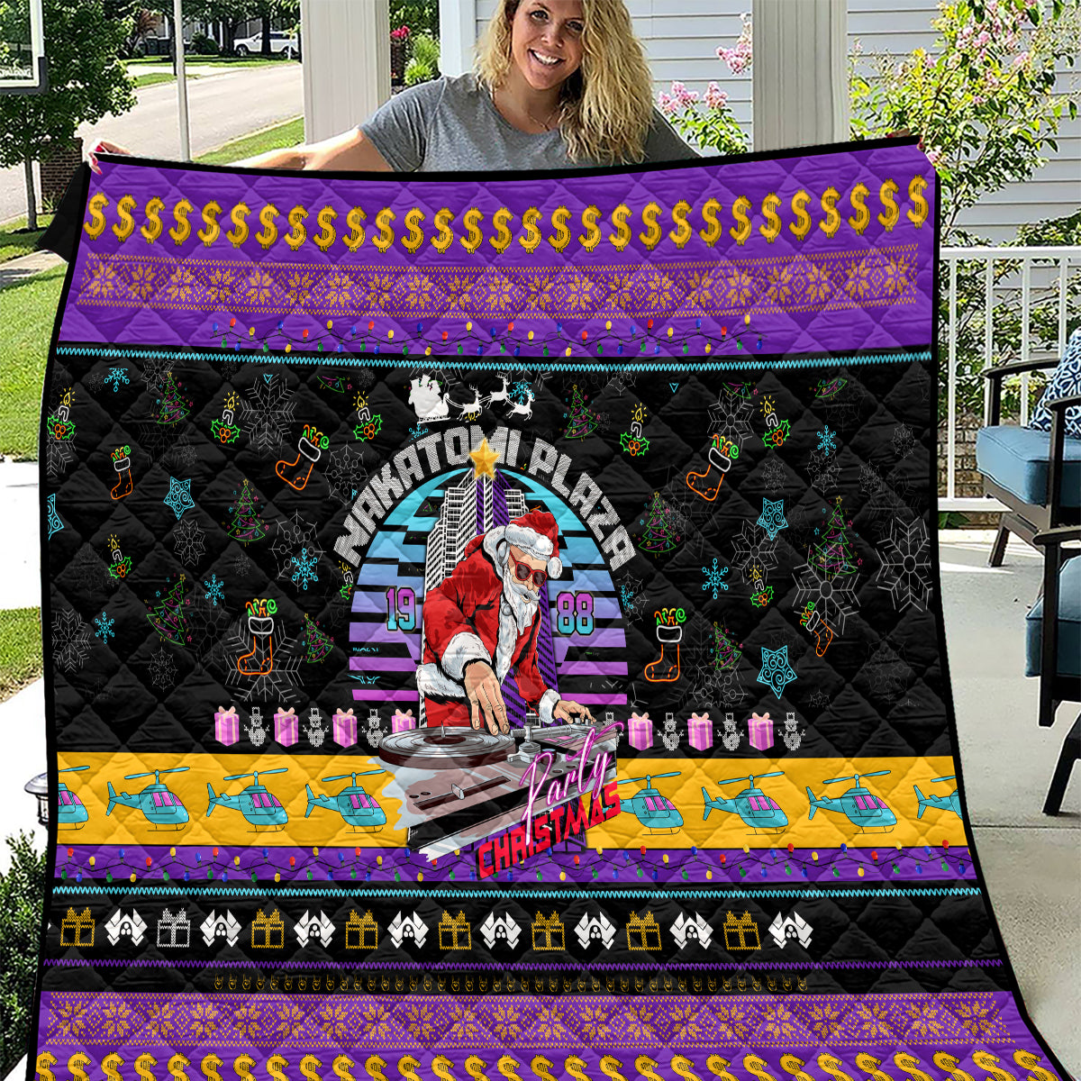 Nakatomi Plaza Christmas Party 1988 Quilt DJ Santa Claus - Wonder Print Shop