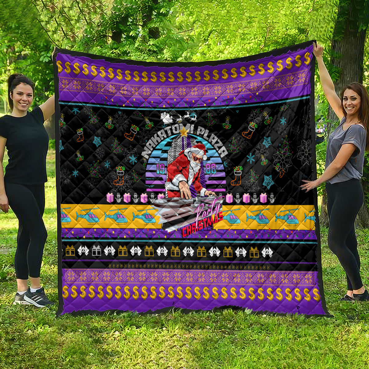 Nakatomi Plaza Christmas Party 1988 Quilt DJ Santa Claus - Wonder Print Shop