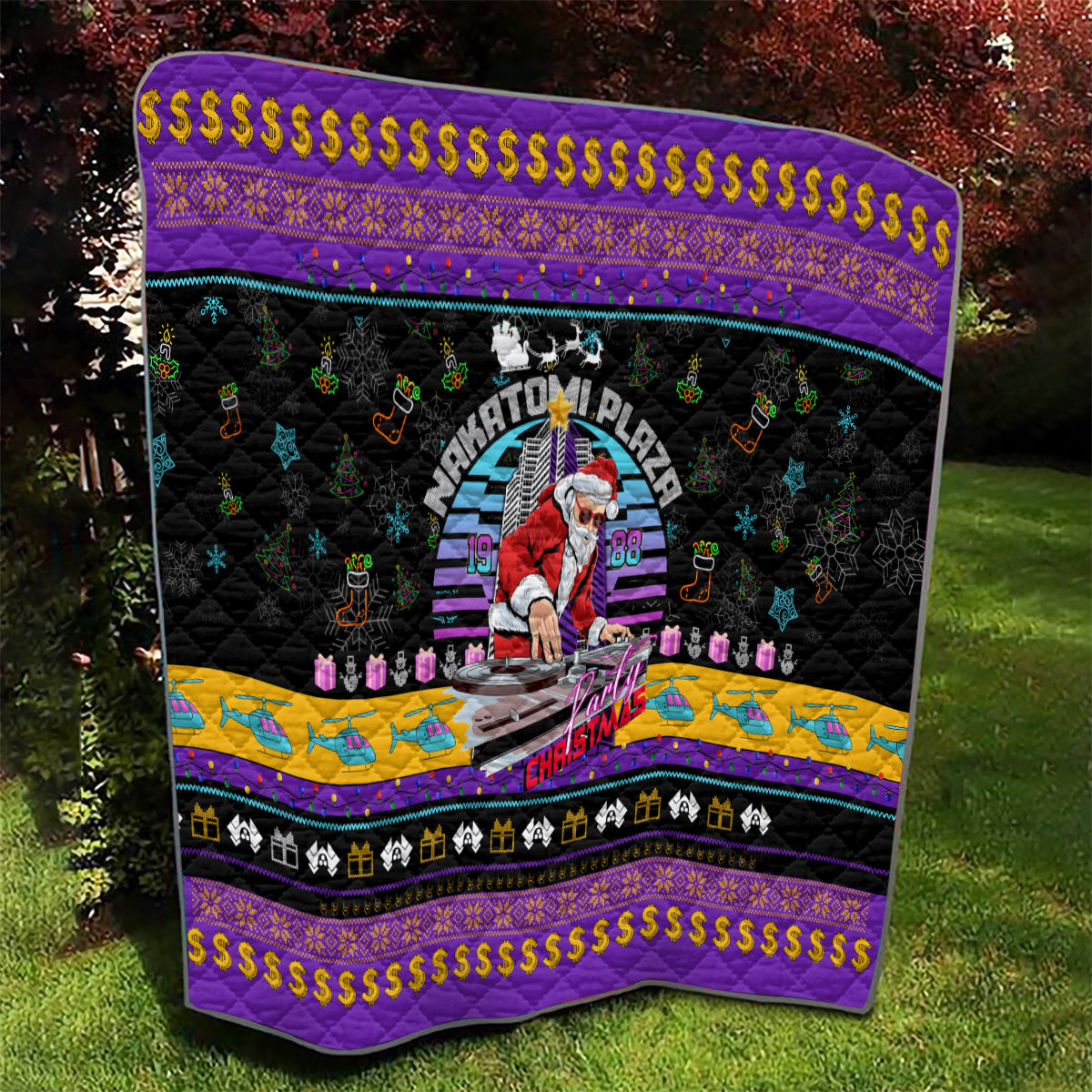 Nakatomi Plaza Christmas Party 1988 Quilt DJ Santa Claus - Wonder Print Shop