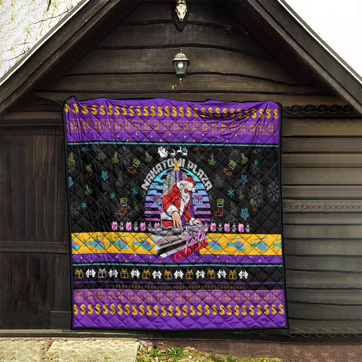 Nakatomi Plaza Christmas Party 1988 Quilt DJ Santa Claus - Wonder Print Shop