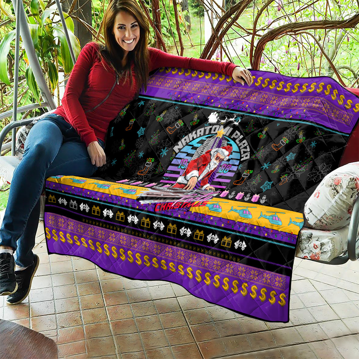 Nakatomi Plaza Christmas Party 1988 Quilt DJ Santa Claus - Wonder Print Shop