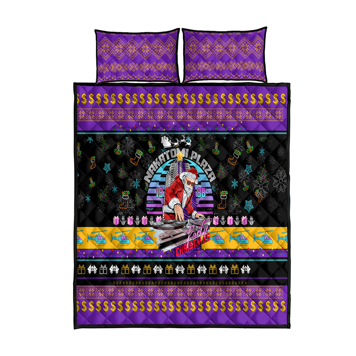 Nakatomi Plaza Christmas Party 1988 Quilt Bed Set DJ Santa Claus - Wonder Print Shop
