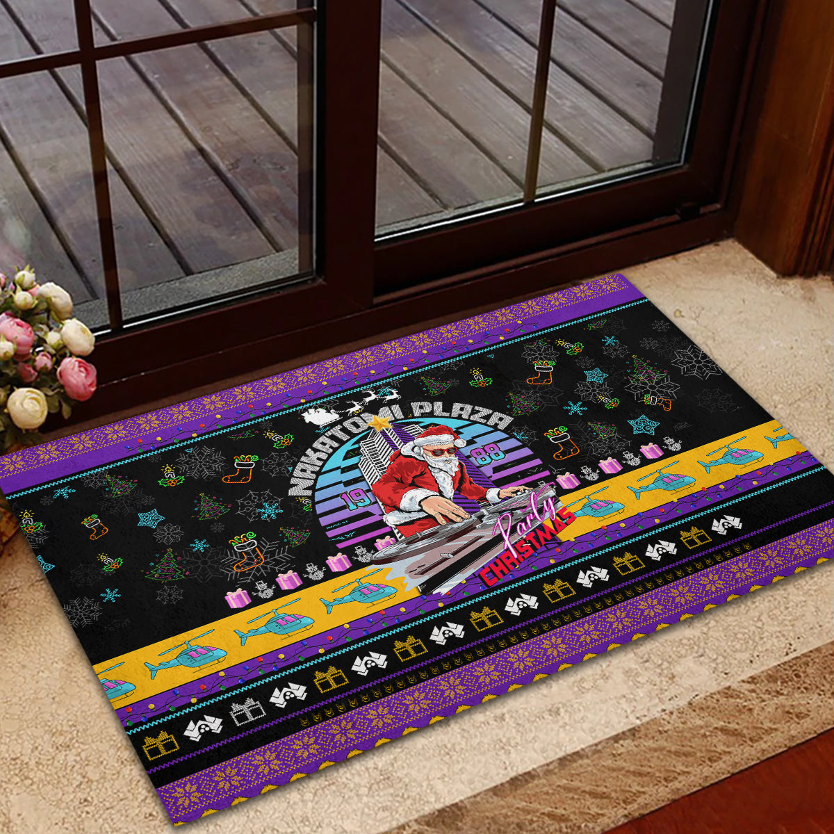 Nakatomi Plaza Christmas Party 1988 Rubber Doormat DJ Santa Claus - Wonder Print Shop
