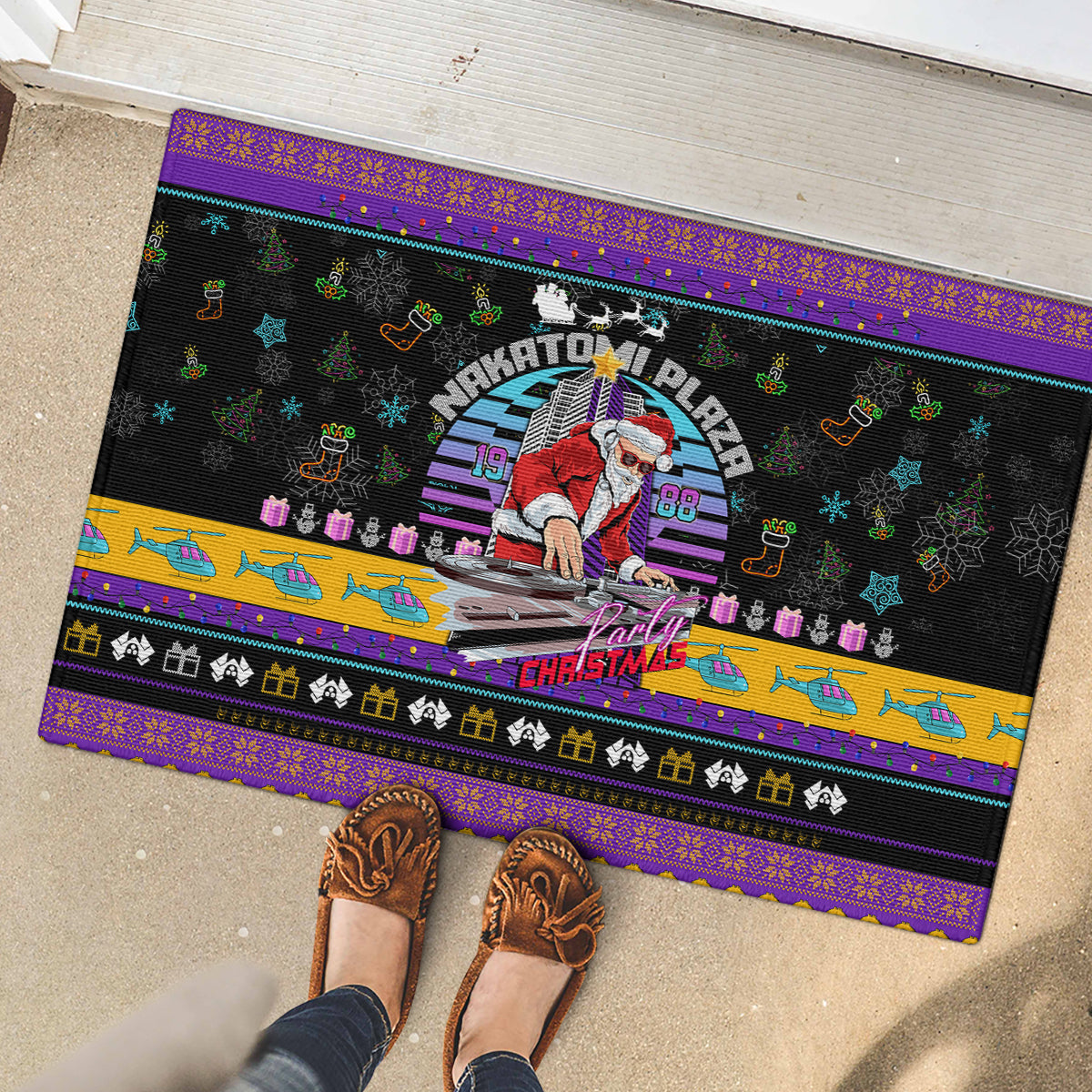 Nakatomi Plaza Christmas Party 1988 Rubber Doormat DJ Santa Claus - Wonder Print Shop
