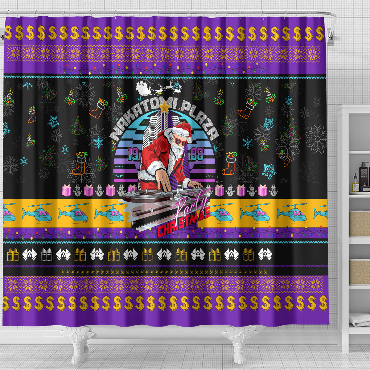 nakatomi-plaza-christmas-party-1988-shower-curtain-dj-satan-claus