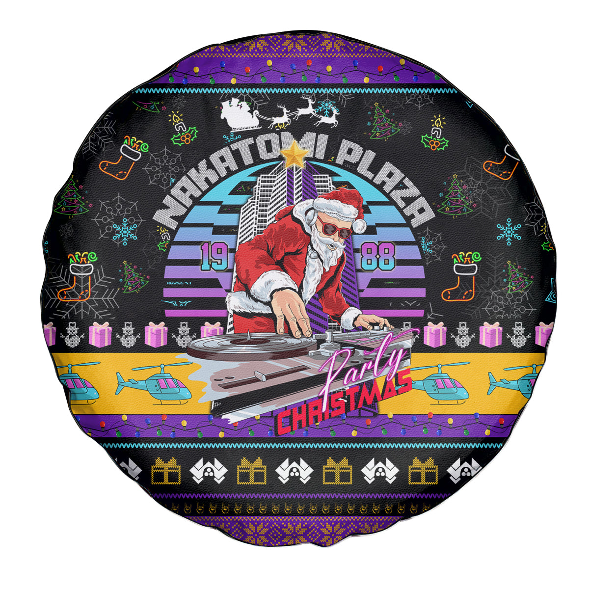Nakatomi Plaza Christmas Party 1988 Spare Tire Cover DJ Santa Claus - Wonder Print Shop
