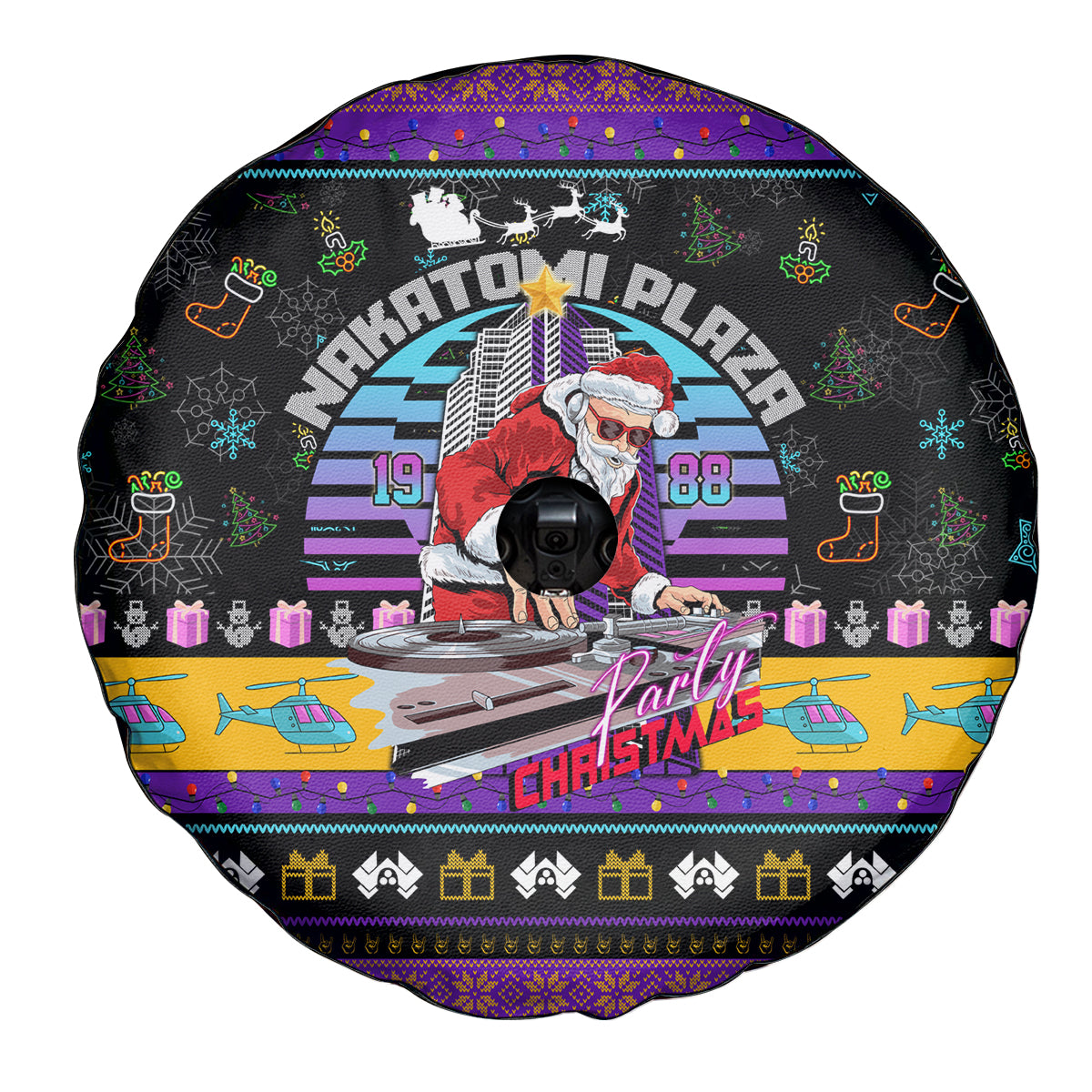 Nakatomi Plaza Christmas Party 1988 Spare Tire Cover DJ Santa Claus - Wonder Print Shop