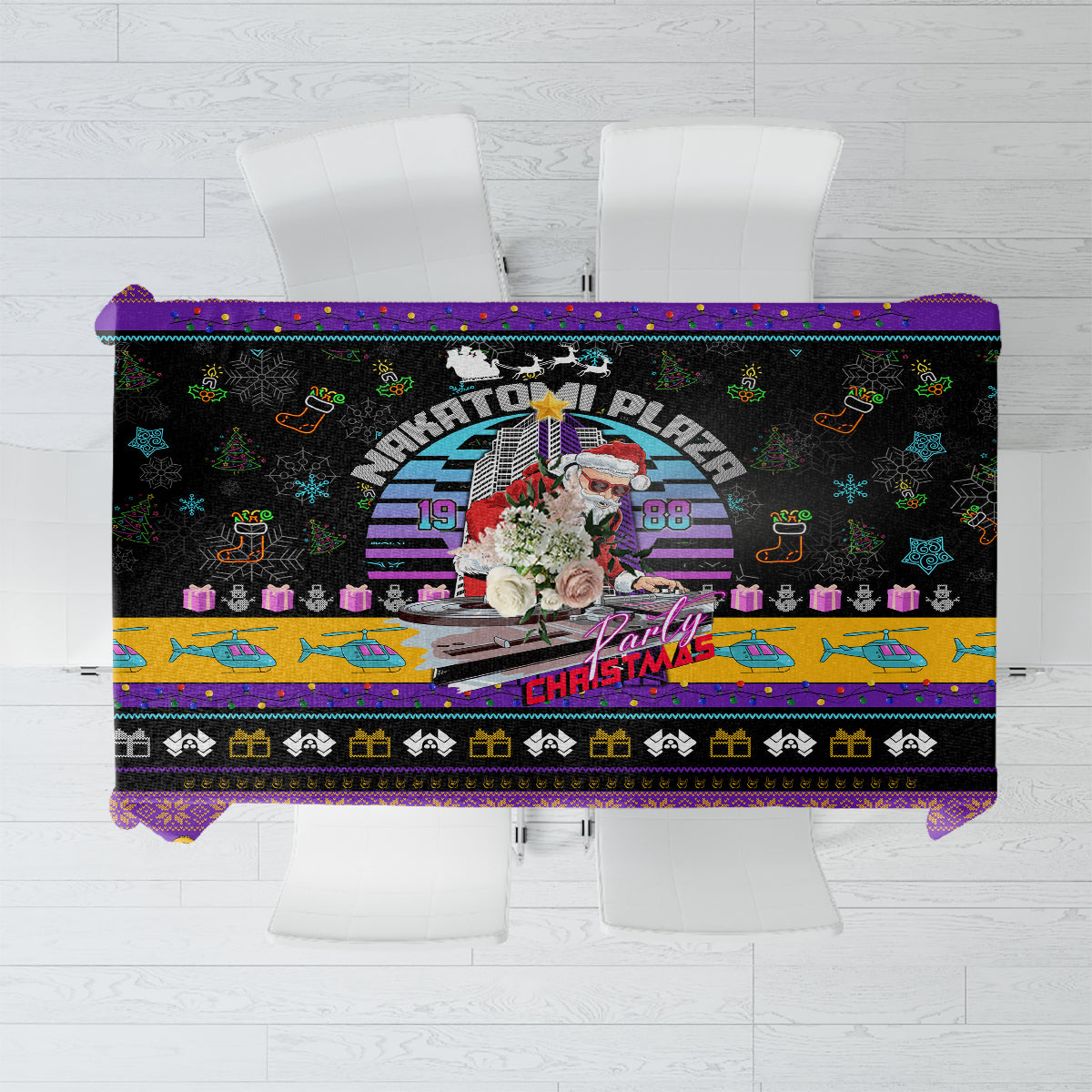 Nakatomi Plaza Christmas Party 1988 Tablecloth DJ Santa Claus - Wonder Print Shop