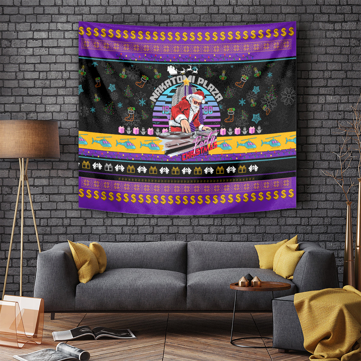 Nakatomi Plaza Christmas Party 1988 Tapestry DJ Santa Claus - Wonder Print Shop