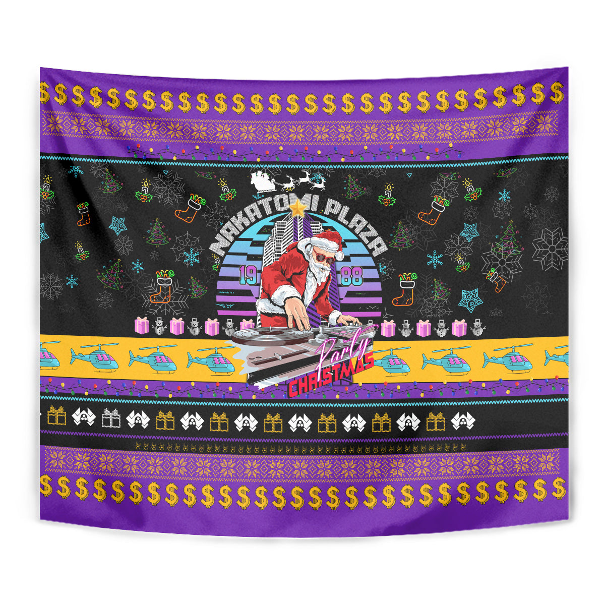 Nakatomi Plaza Christmas Party 1988 Tapestry DJ Santa Claus - Wonder Print Shop